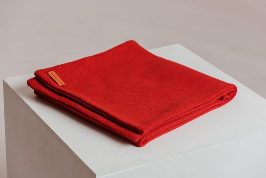 Classic red wider wool scarf
