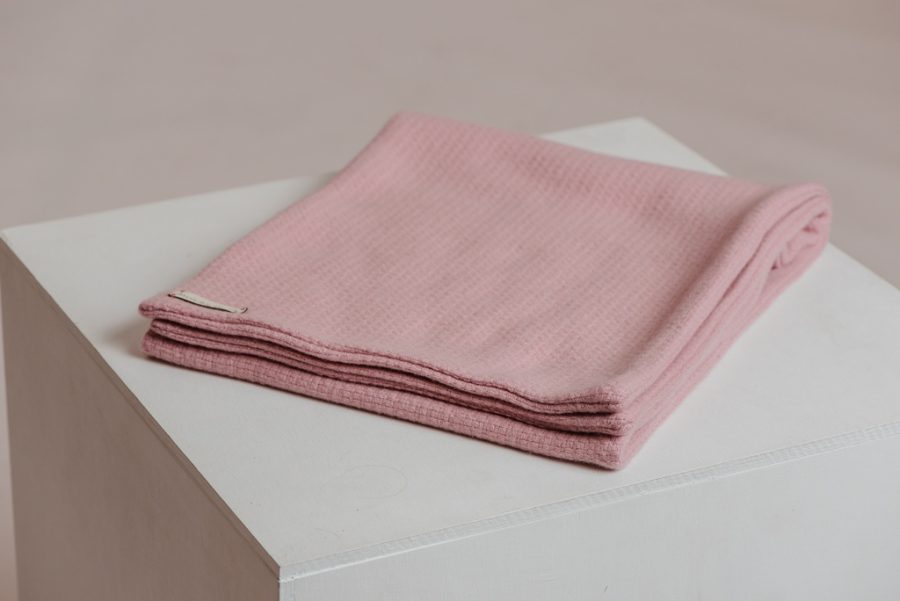 Light pink soft wool wider scarf
