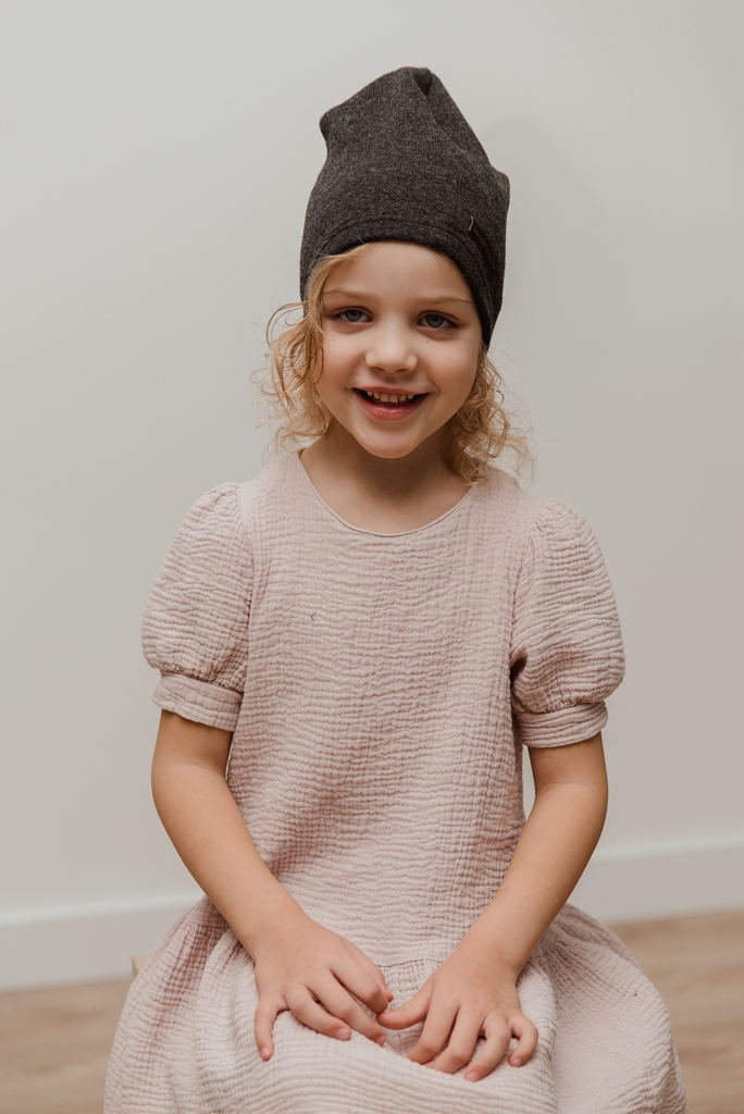 Grey soft wool hat/beanie for kids