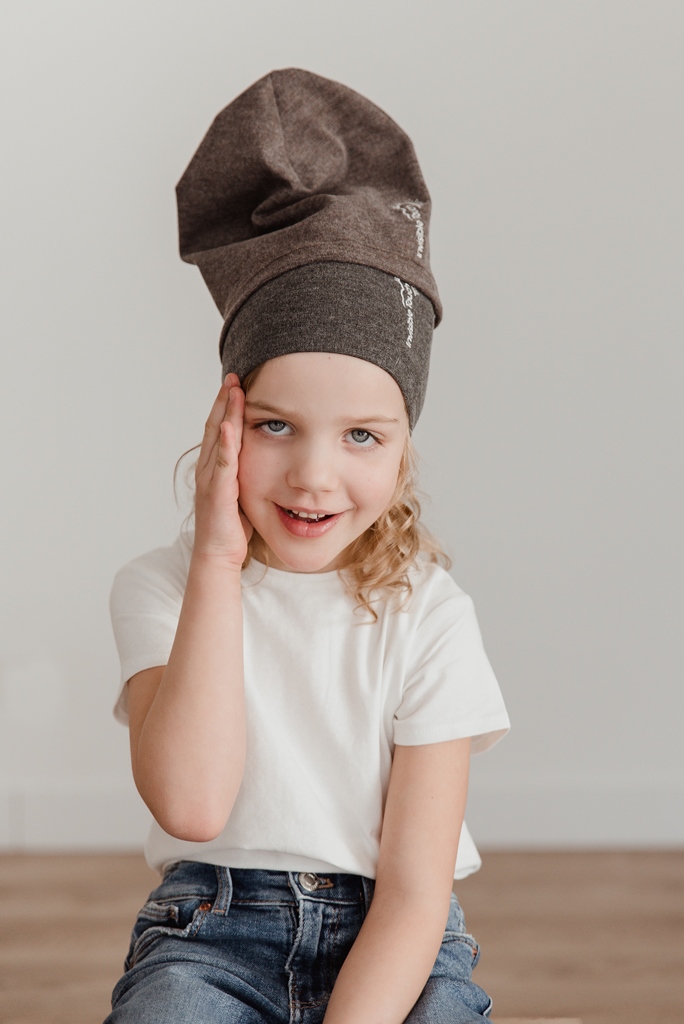 Brown classic soft and comfy kid cotton beanie