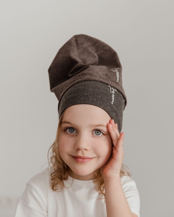 Handmade”Grey classic” soft and comfy kid cotton beanie