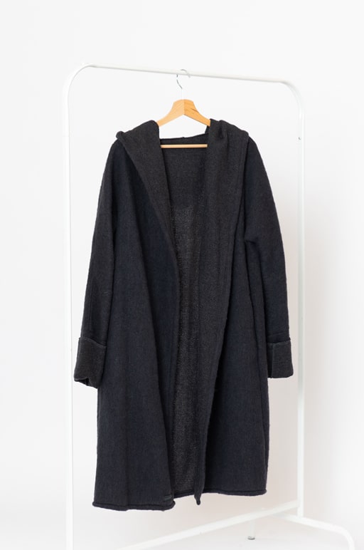 Grey Fluff hooded kimono style wool coat-cardigan