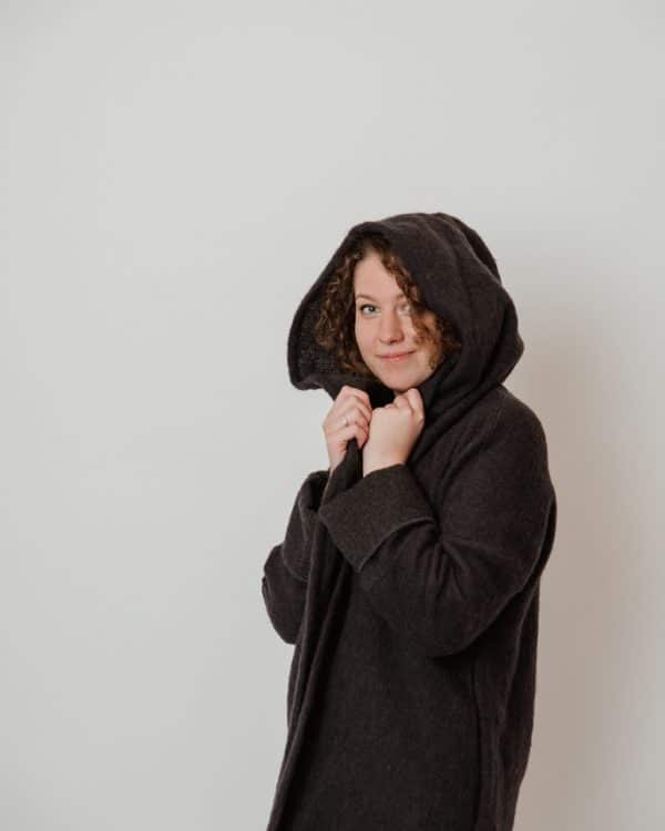 NEW handmade “Grey Fluff” hooded kimono style wool coat-cardigan