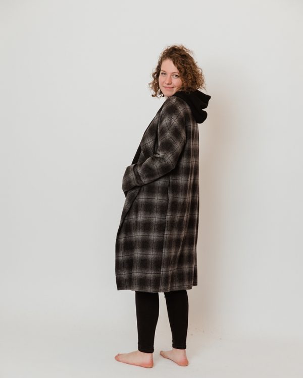 NEW handmade “BLACK/GREY” kimono style wool coat-cardigan